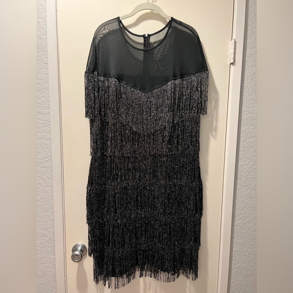 Black and Silver Fringe Dress
